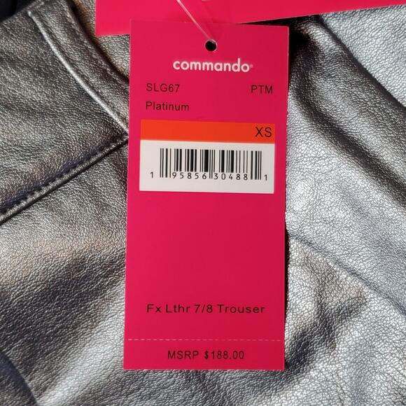 Commando Women's Size XS NWT Faux Leather 7/8 Trouser Platinum SLG67 - Picture 8 of 9